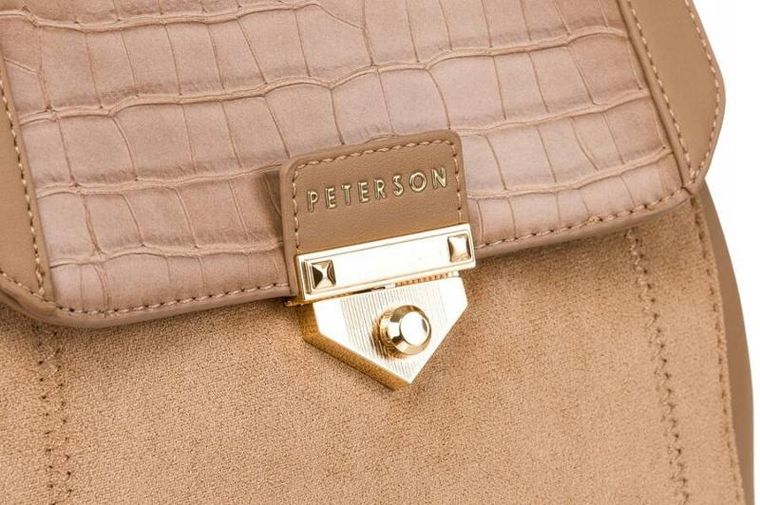 Plecak, beżowy, skóra ekologiczna, Peterson