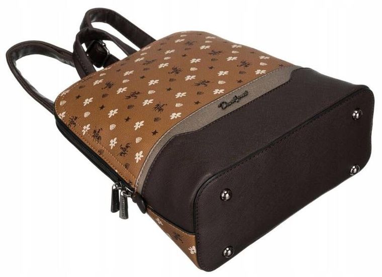 Plecak, brązowy, skóra ekologiczna, David Jones