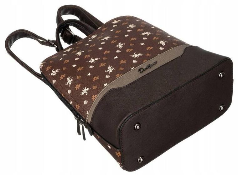 Plecak, brązowy, skóra ekologiczna, David Jones