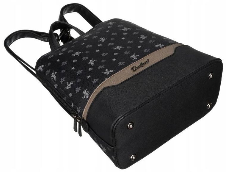 Plecak, czarny, skóra ekologiczna, David Jones