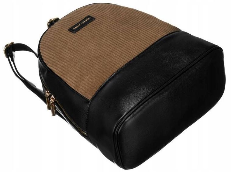 Plecak, czarny, skóra ekologiczna, David Jones