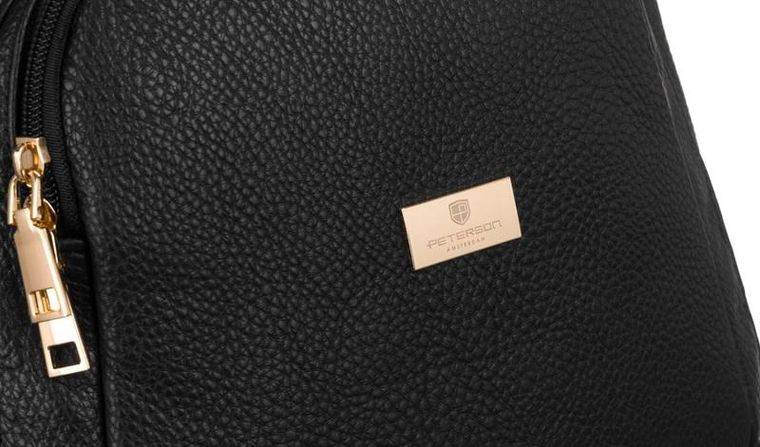 Plecak damski, czarny, skóra ekologiczna, Peterson
