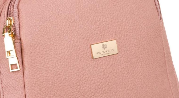 Plecak damski, różowy, skóra ekologiczna, Peterson