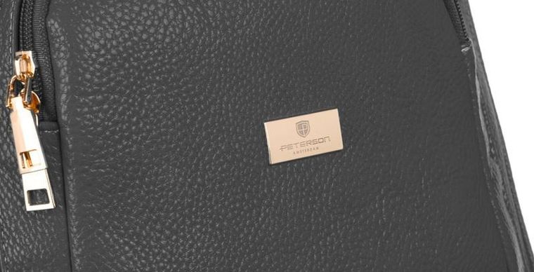 Plecak damski, szary, skóra ekologiczna, Peterson
