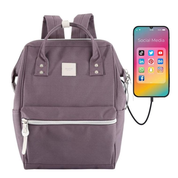 Plecak, fioletowy, port USB, Himawari