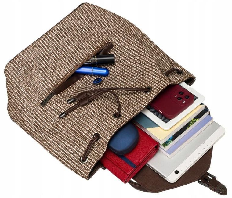 Plecak miejski, brązowy, skóra ekologiczna, David Jones