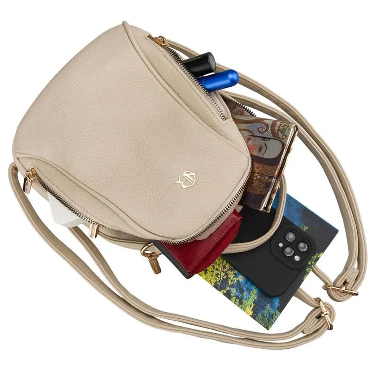 Plecak miejski, jasnobeżowy, skóra ekologiczna, Rovicky