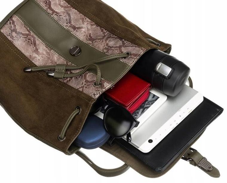 Plecak miejski, khaki, skóra ekologiczna, David Jones