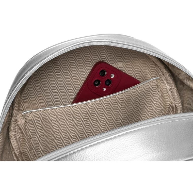 Plecak miejski, srebrny, skóra ekologiczna, Peterson