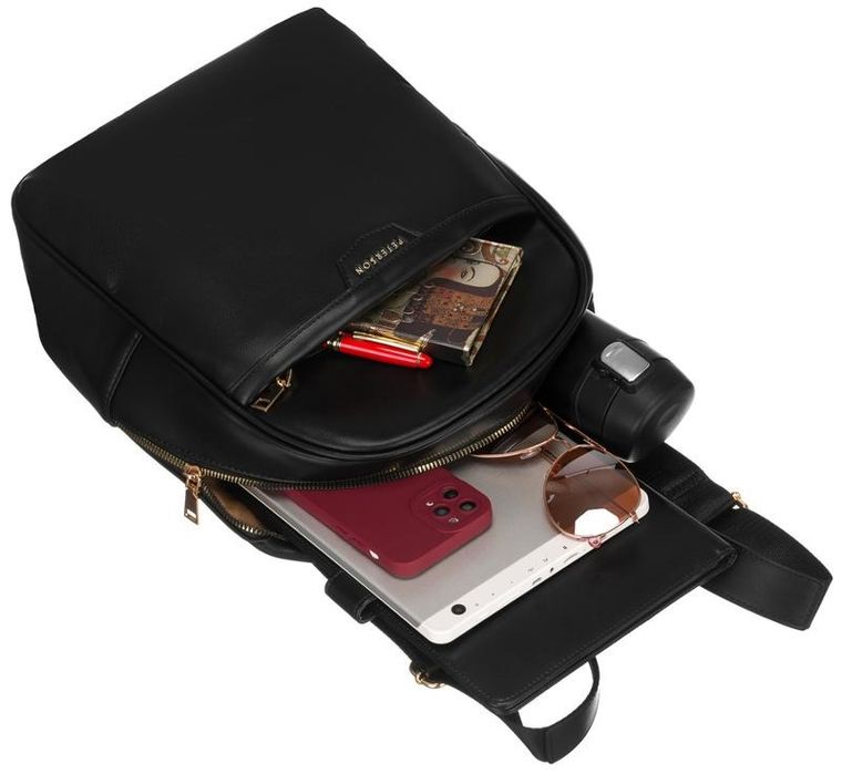 Plecak miejski ze skóry ekologicznej, damski, czarny, Peterson