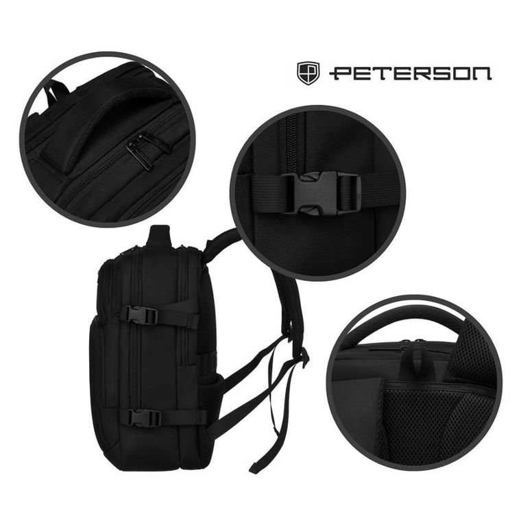 Plecak na laptopa, czarny, Peterson