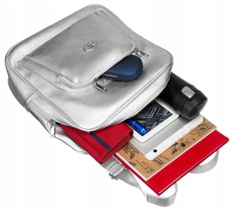 Plecak, srebrny, skóra ekologiczna, Rovicky