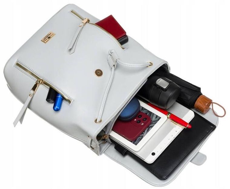 Plecak, szary, skóra ekologiczna, Peterson