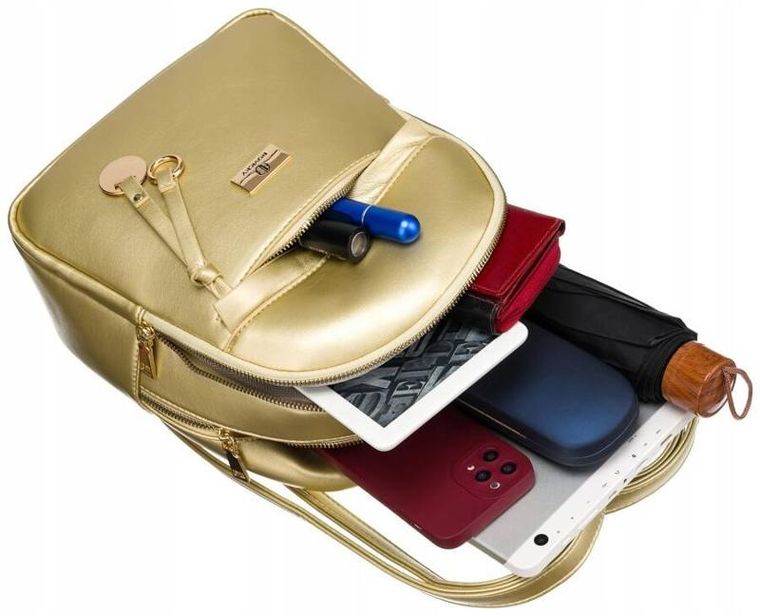 Plecak, złoty, skóra ekologiczna, Rovicky