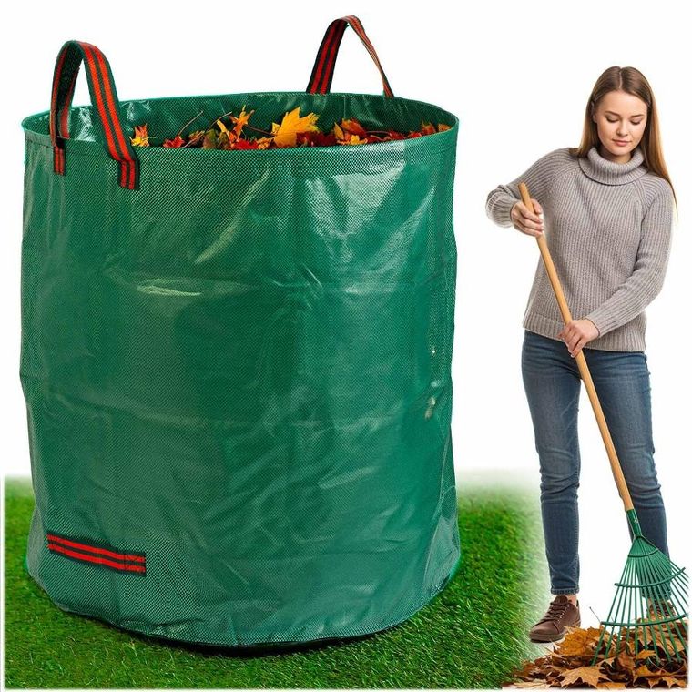 Plonos, kosz ogrodowy na liście, zielony, 272l