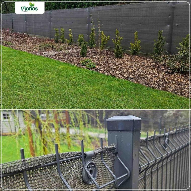 Plonos, siatka cieniująca, 1,2-50m, 140g/m2 + 50 zacisków, szara