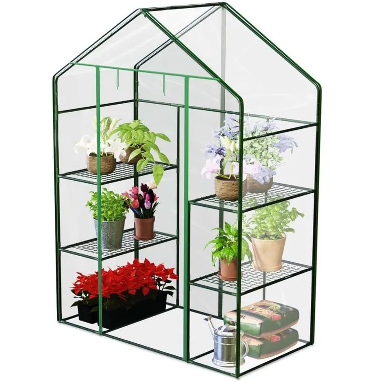 Plonos, szklarnia ogrodowa, dwa regały, 140-71-195 cm