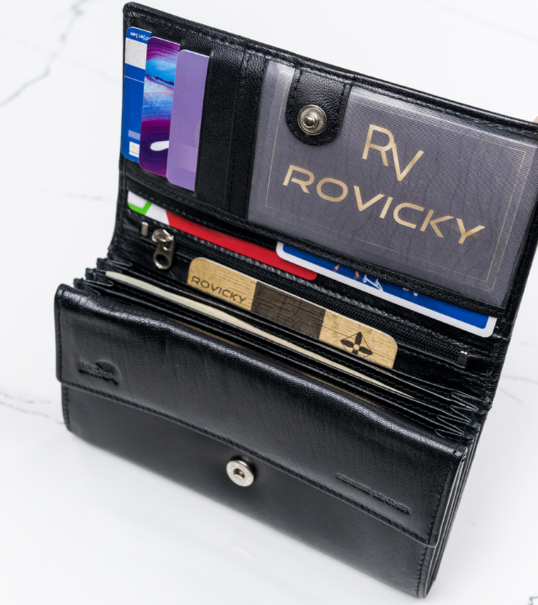 Podłużny portfel damski z bydlęcej skóry naturalnej, Cavaldi