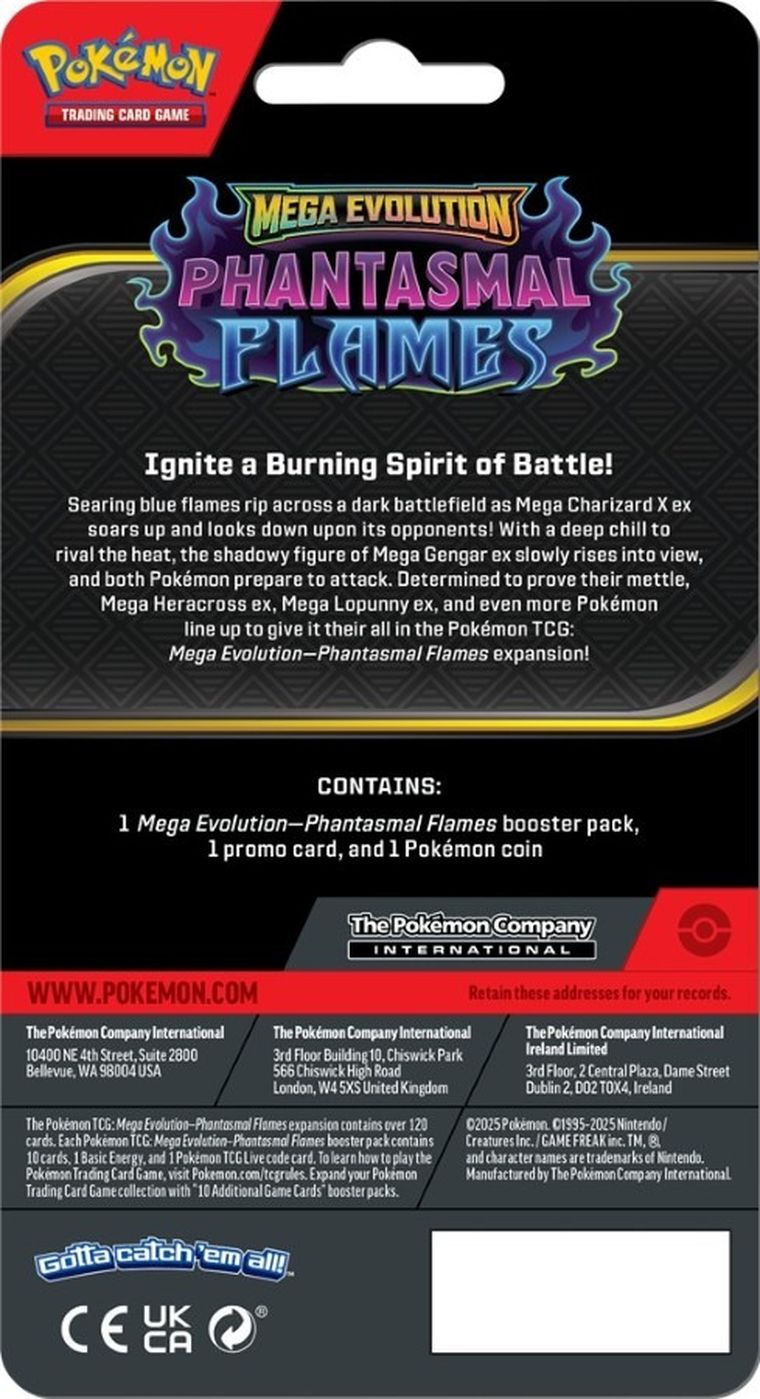 Pokemon TCG: Mega Evolution, Phantasmal Flames, Checklane Blister, Cottonee/Whimsicott, gra karciana, dodatek