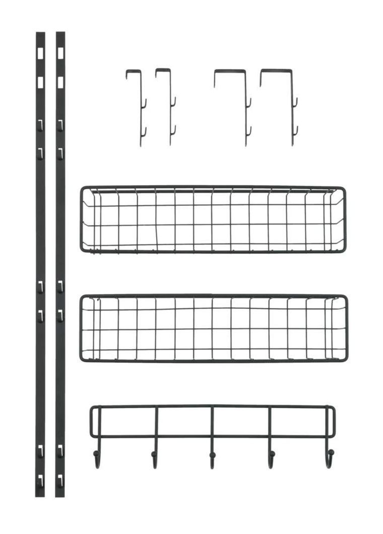 Półka kuchenna na drzwi, z wieszakami, czarna