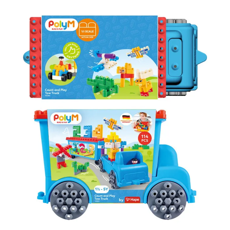 PolyM, Licz i baw się, Laweta, klocki konstrukcyjne w aucie, 114 elementów