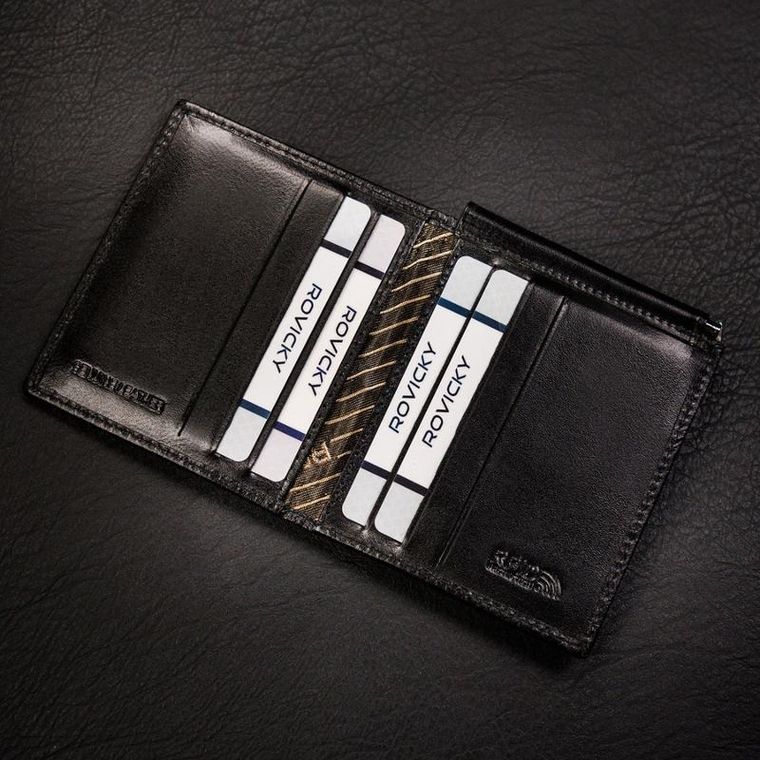 Portfel, banknotówka, czarny, skórzany, Rovicky