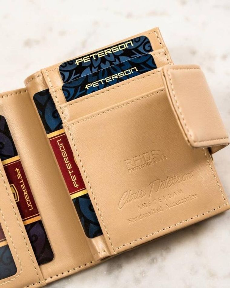 Portfel, beżowy, skóra ekologiczna, Peterson