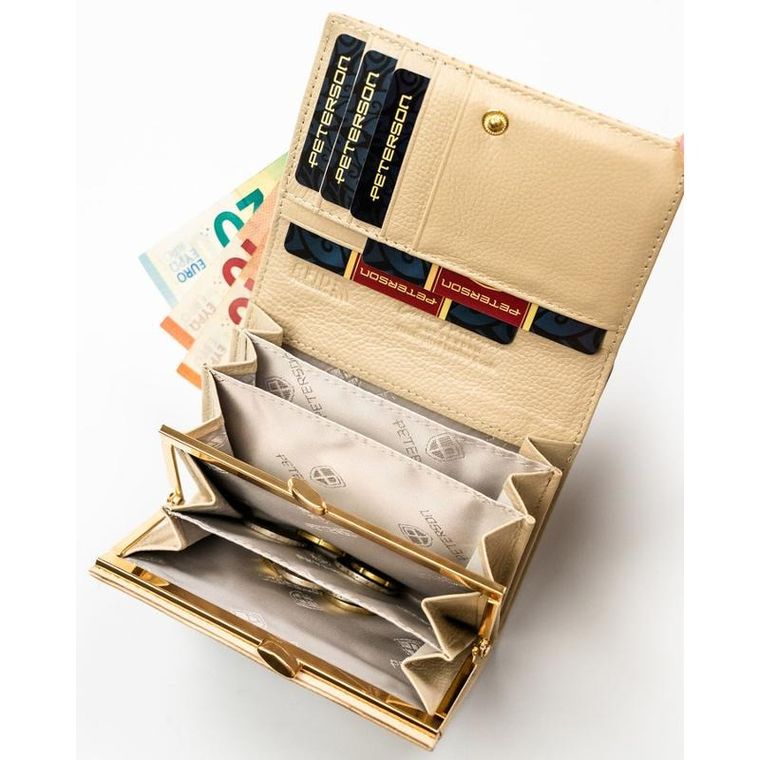 Portfel, beżowy, skóra ekologiczna, Peterson