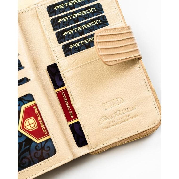 Portfel, beżowy, skóra ekologiczna, Peterson