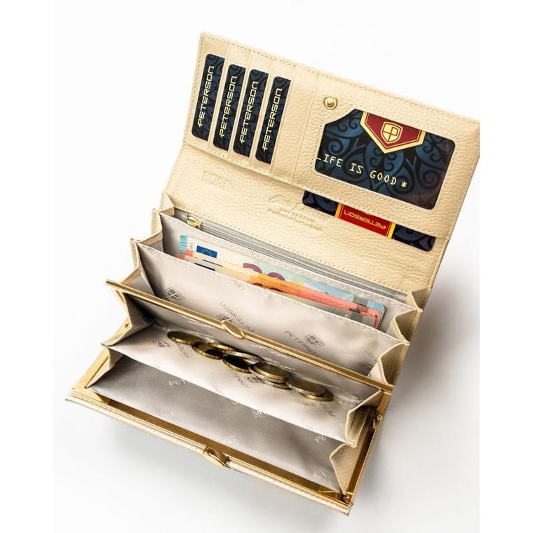 Portfel, beżowy, skóra ekologiczna, Peterson