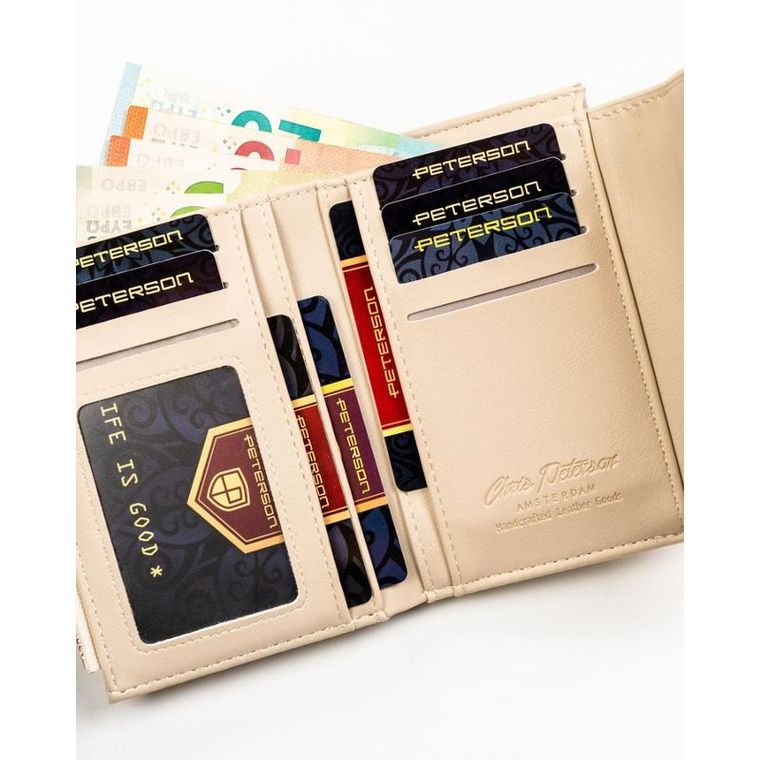 Portfel, beżowy, skóra ekologiczna, Peterson
