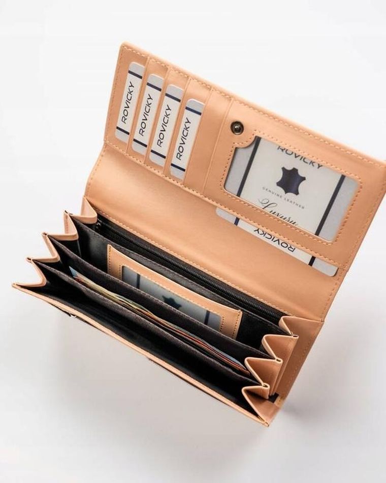 Portfel, beżowy, skóra ekologiczna, RFID, Cavaldi