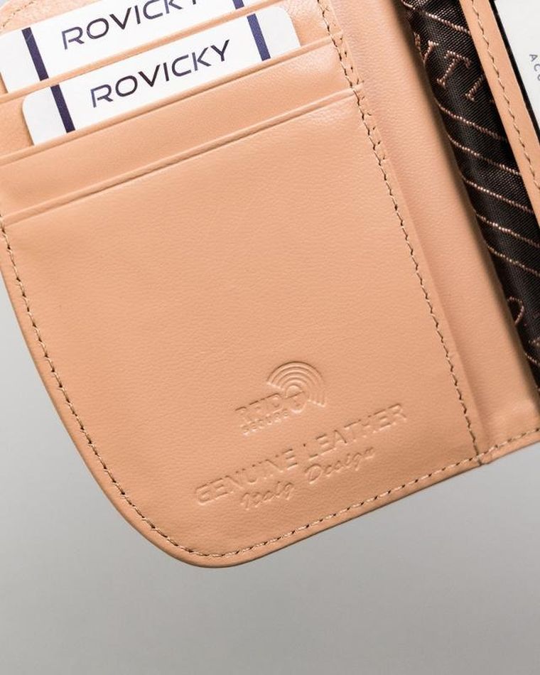 Portfel, beżowy, skórzany, Lorenti