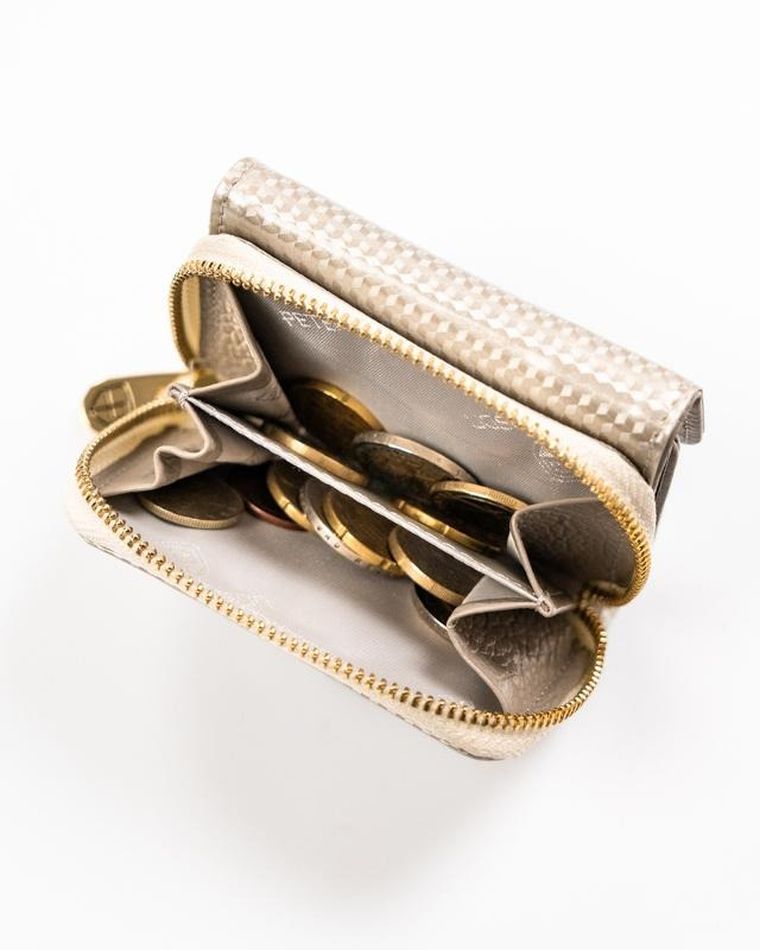 Portfel, beżowy, skórzany, Peterson