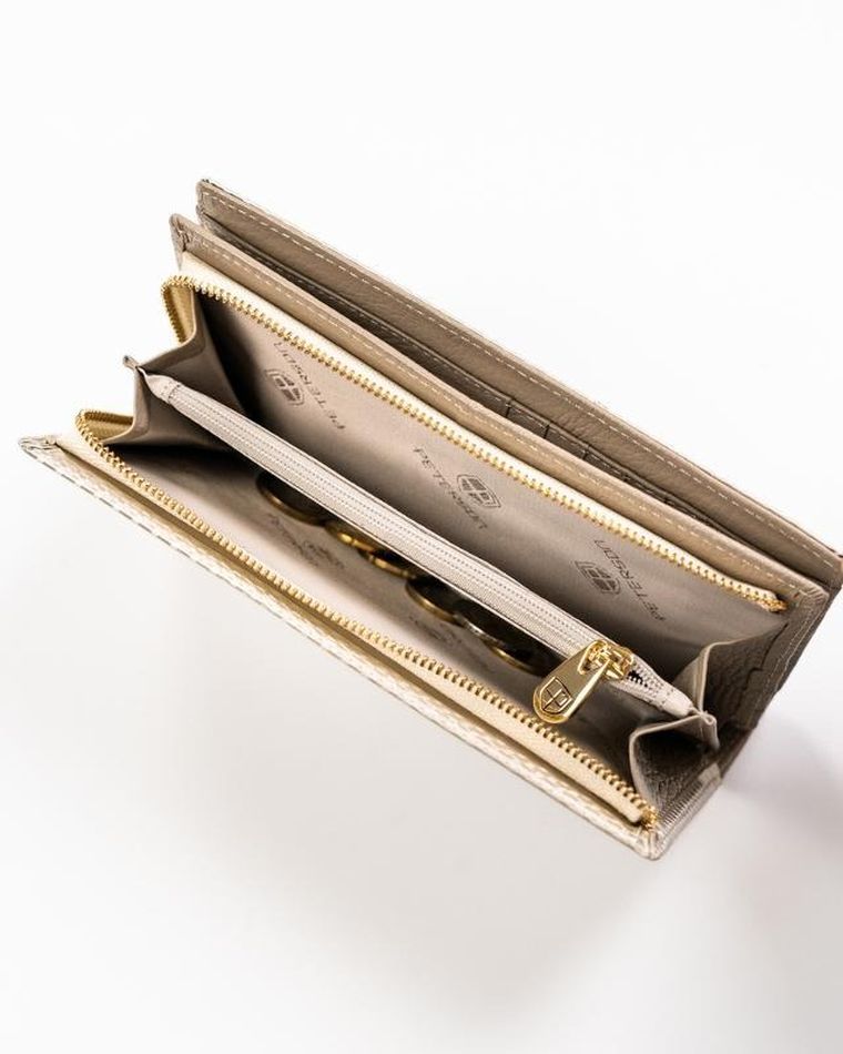 Portfel, beżowy, skórzany, Peterson