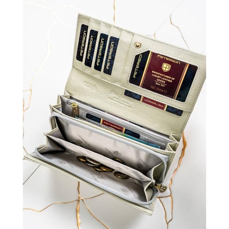 Portfel, beżowy, skórzany, Peterson