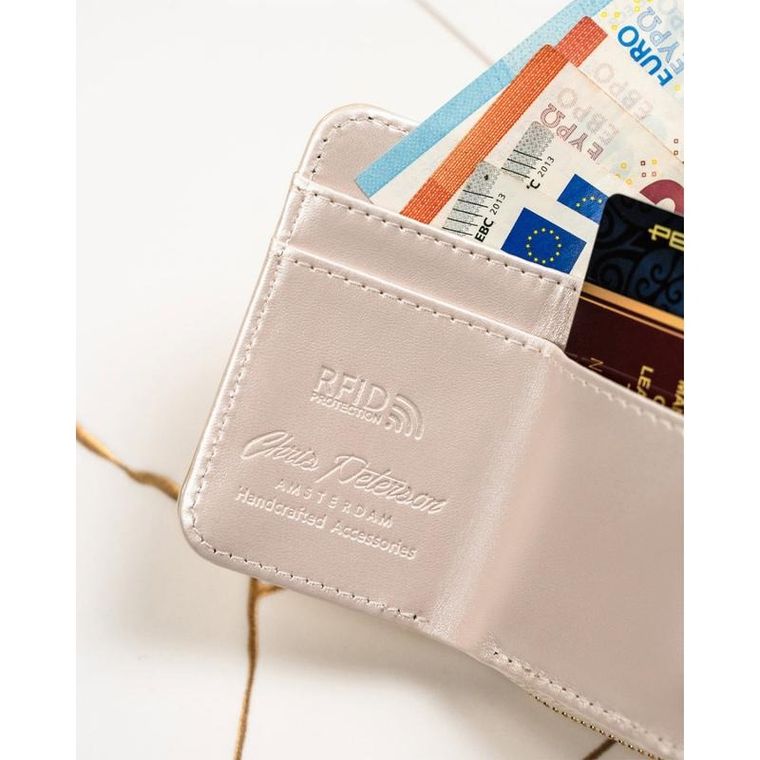 Portfel, beżowy, skórzany, Peterson