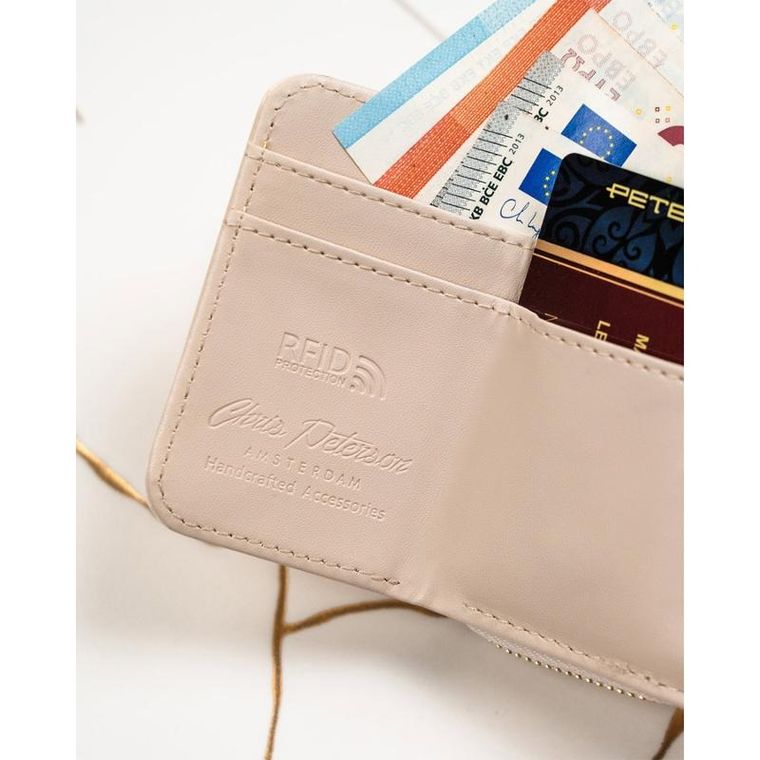 Portfel, beżowy, skórzany, RFID, Peterson