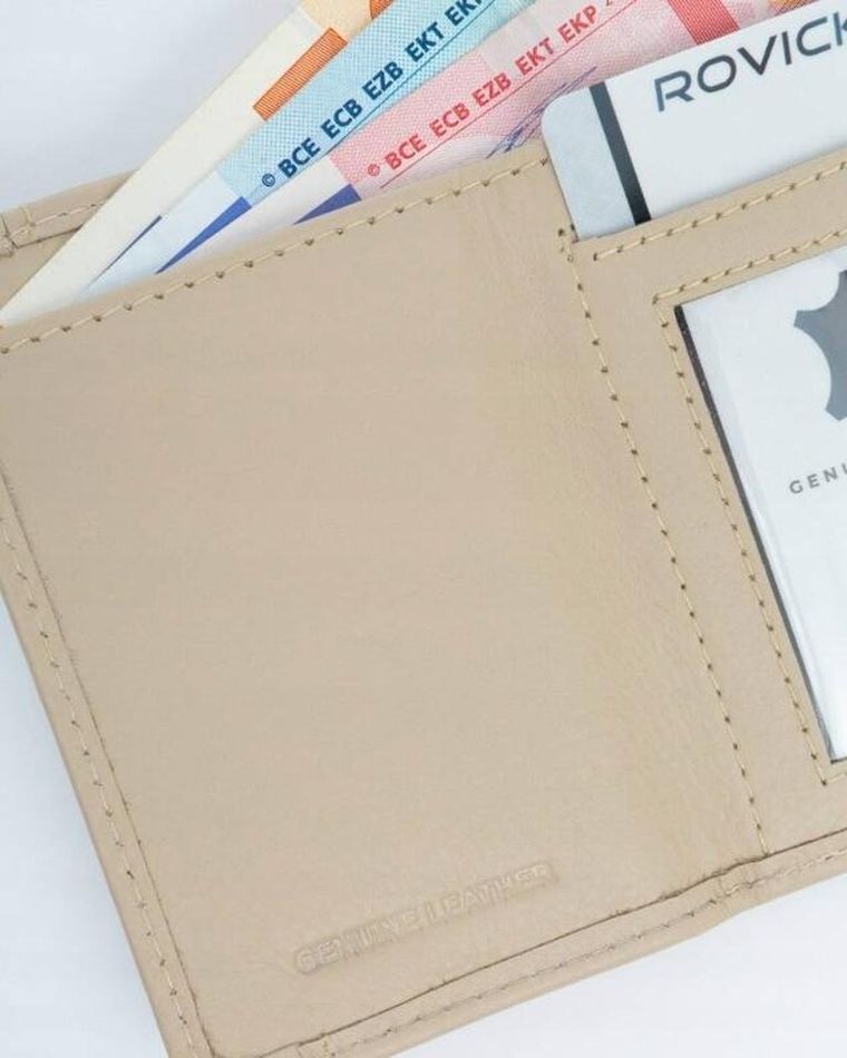 Portfel, beżowy, skórzany, Rovicky