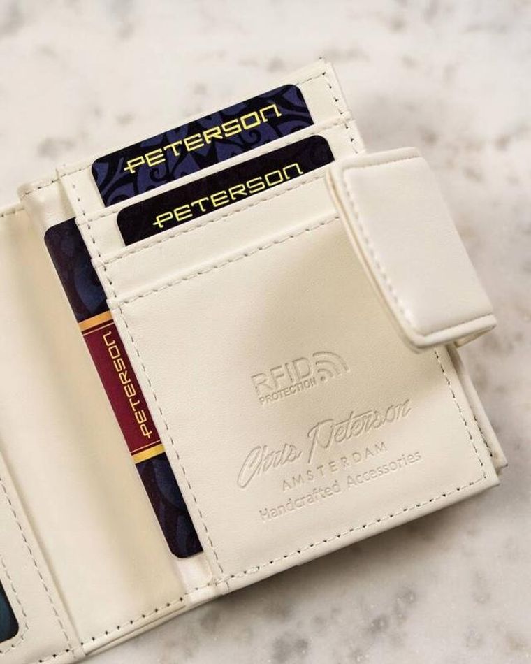 Portfel, biały, skóra ekologiczna, Peterson