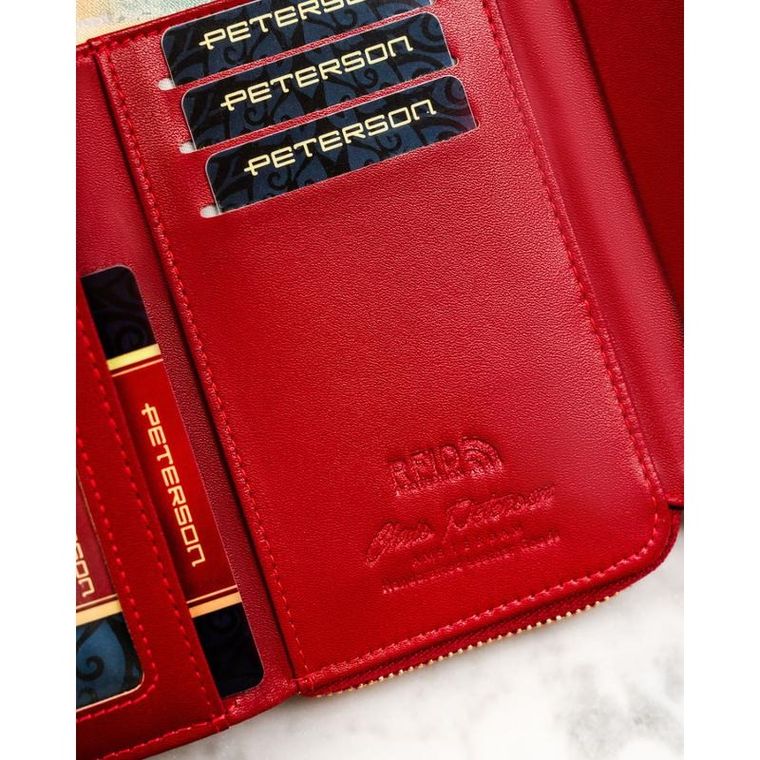 Portfel, bordowy, skóra ekologiczna, Peterson