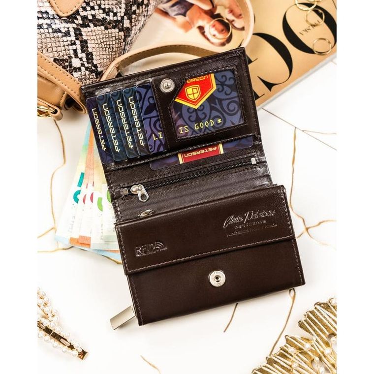 Portfel, brązowy, RFID, Peterson