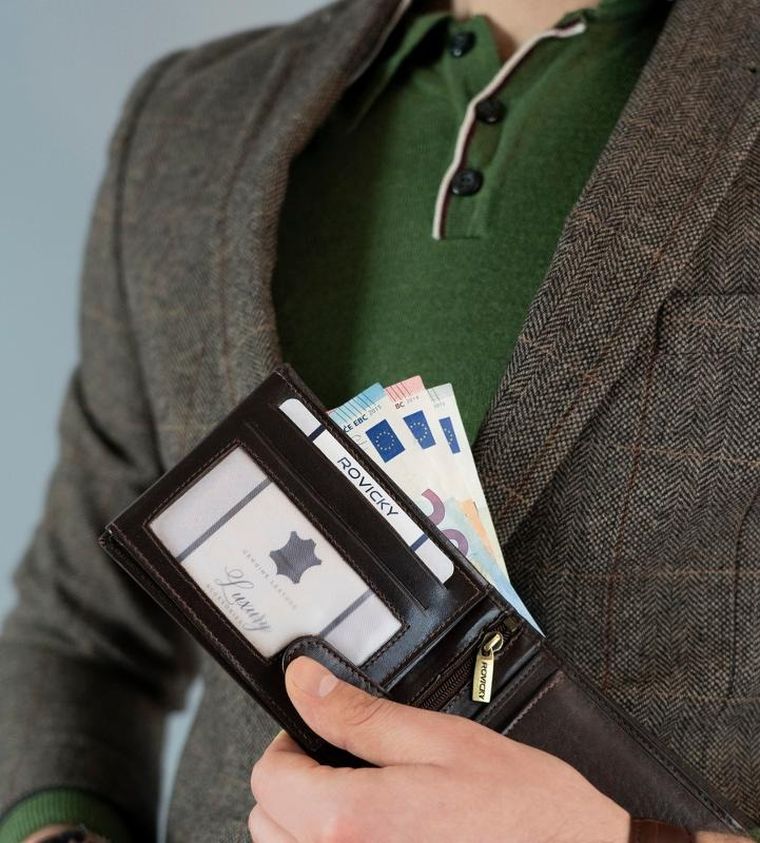 Portfel, brązowy, RFID, Rovicky