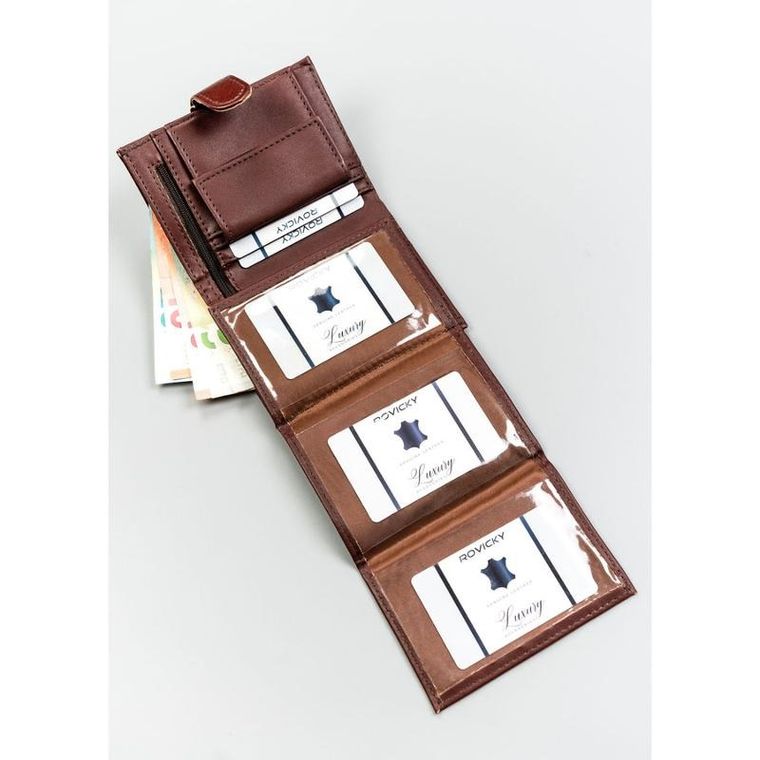 Portfel, brązowy, skóra ekologiczna, 4U Cavaldi