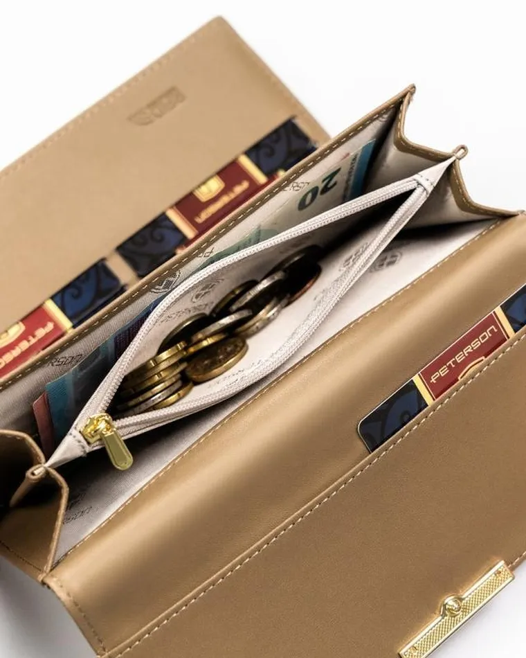 Portfel, brązowy, skóra ekologiczna, Peterson