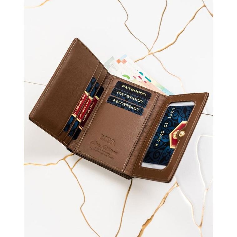 Portfel, brązowy, skóra naturalna i ekologiczna, Peterson