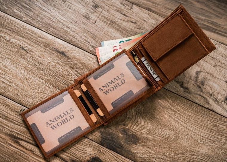 Portfel, brązowy, skórzany, Always Wild