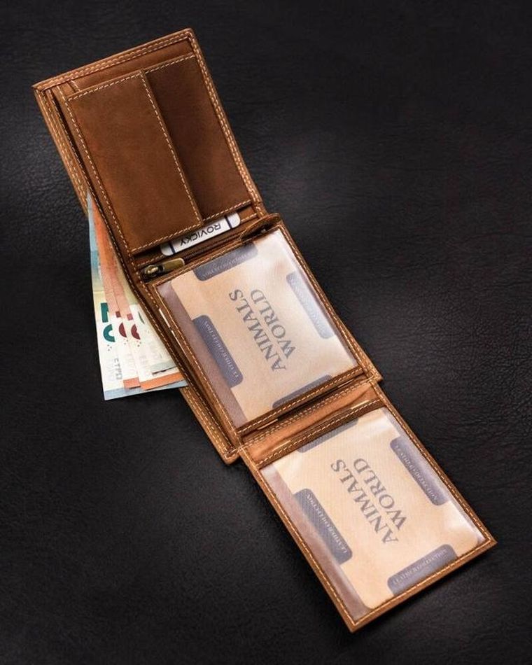 Portfel, brązowy, skórzany, Always Wild