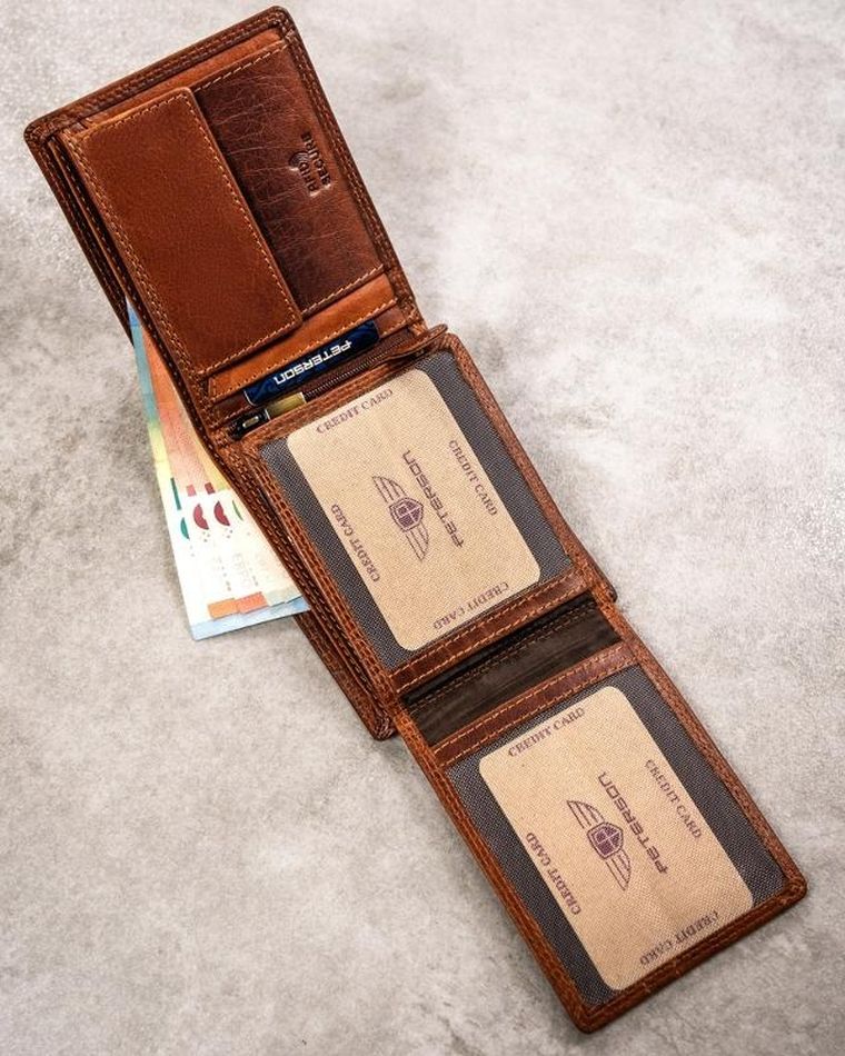 Portfel, brązowy, skórzany, byk, Peterson