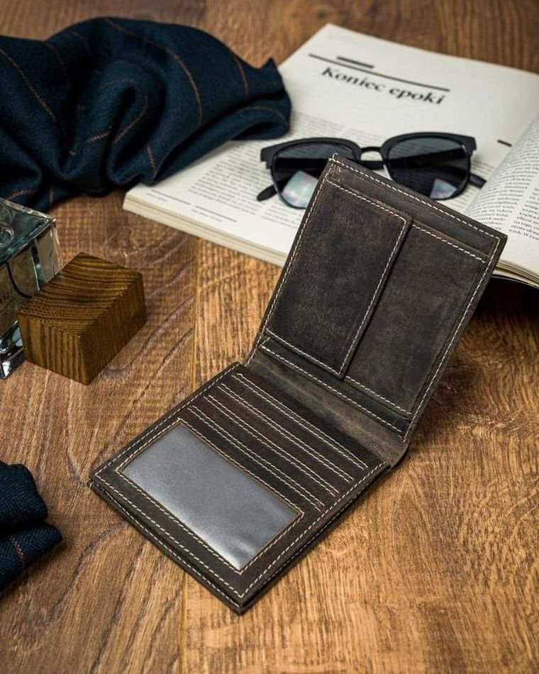 Portfel, brązowy, skórzany, Forever Young